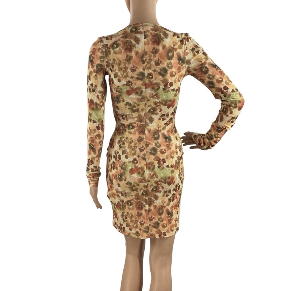 Nanushka Cathleen Watercolor Animal Print Mini Dress Long Sleeve XS - Picture 5 of 7